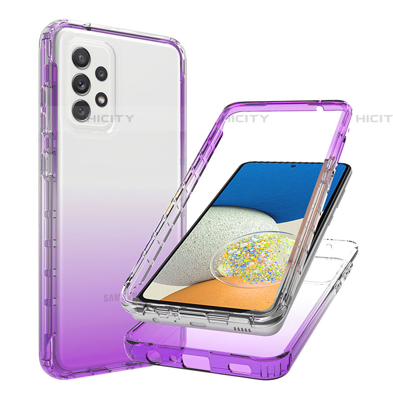 Funda Silicona Carcasa Ultrafina Transparente Goma Frontal y Trasera 360 Grados Gradiente JX1 para Samsung Galaxy A73 5G Morado