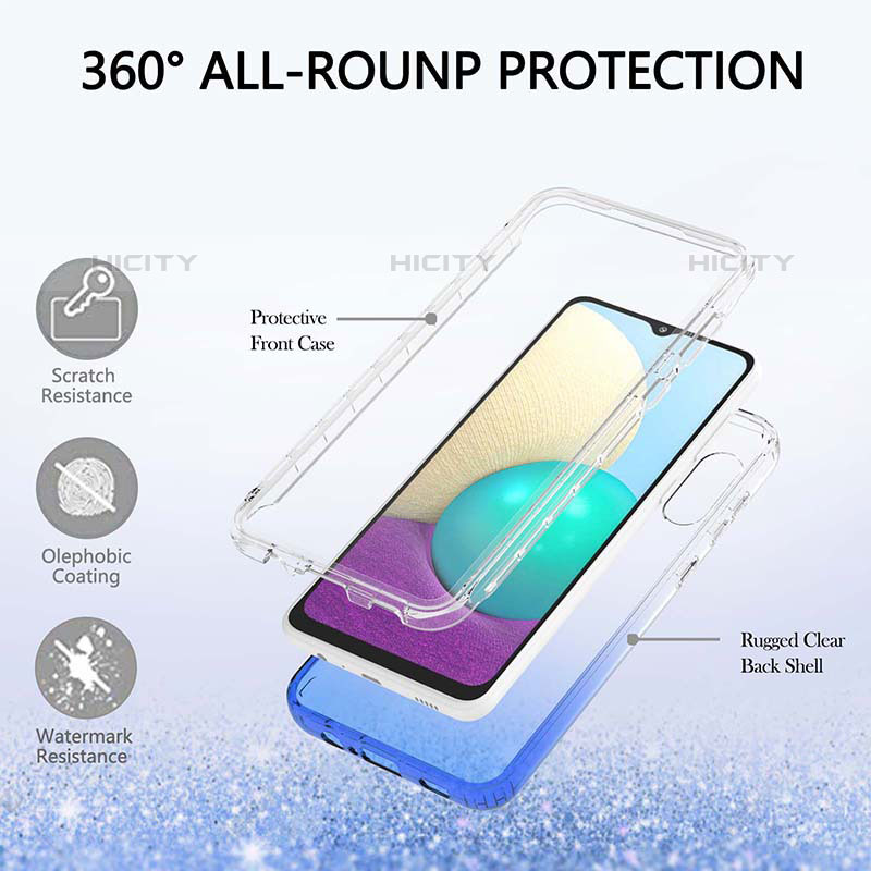 Funda Silicona Carcasa Ultrafina Transparente Goma Frontal y Trasera 360 Grados Gradiente JX1 para Samsung Galaxy M02