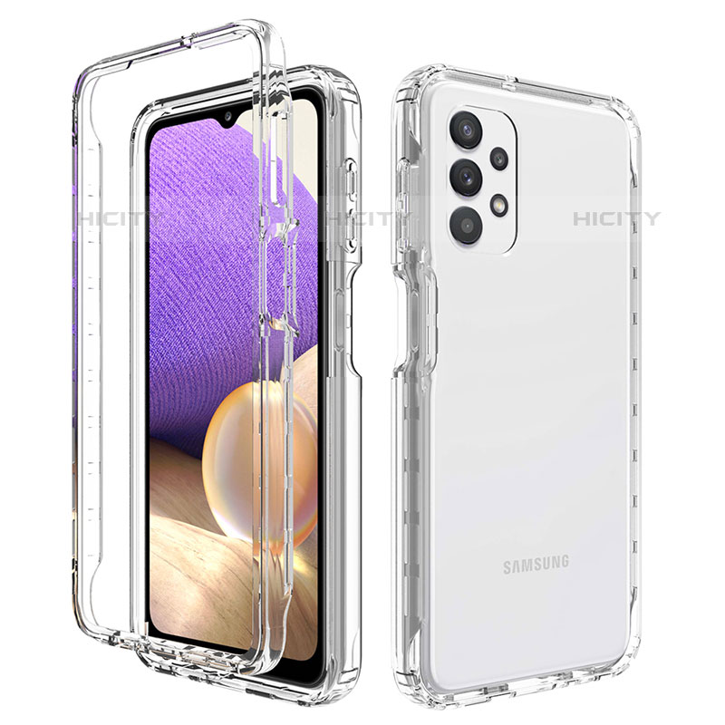 Funda Silicona Carcasa Ultrafina Transparente Goma Frontal y Trasera 360 Grados Gradiente JX1 para Samsung Galaxy M32 5G Claro