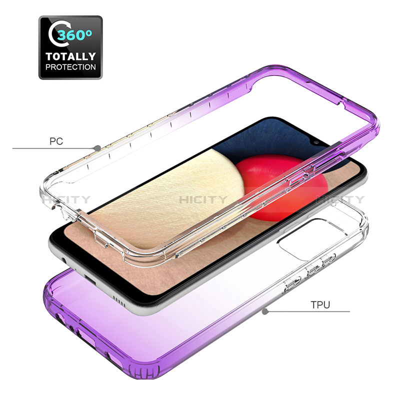 Funda Silicona Carcasa Ultrafina Transparente Goma Frontal y Trasera 360 Grados Gradiente JX4 para Samsung Galaxy A02s