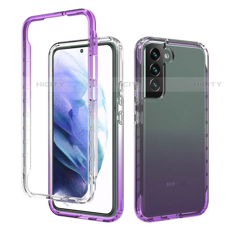 Funda Silicona Carcasa Ultrafina Transparente Goma Frontal y Trasera 360 Grados Gradiente M01 para Samsung Galaxy S21 Plus 5G Morado