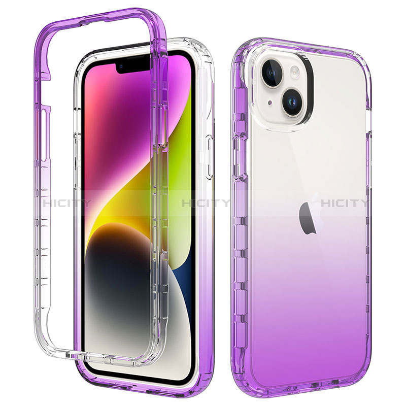 Funda Silicona Carcasa Ultrafina Transparente Goma Frontal y Trasera 360 Grados Gradiente para Apple iPhone 14 Morado