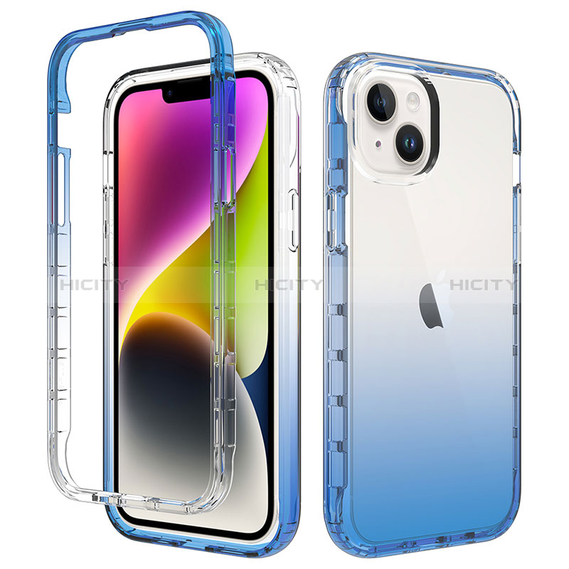 Funda Silicona Carcasa Ultrafina Transparente Goma Frontal y Trasera 360 Grados Gradiente para Apple iPhone 14 Plus Azul