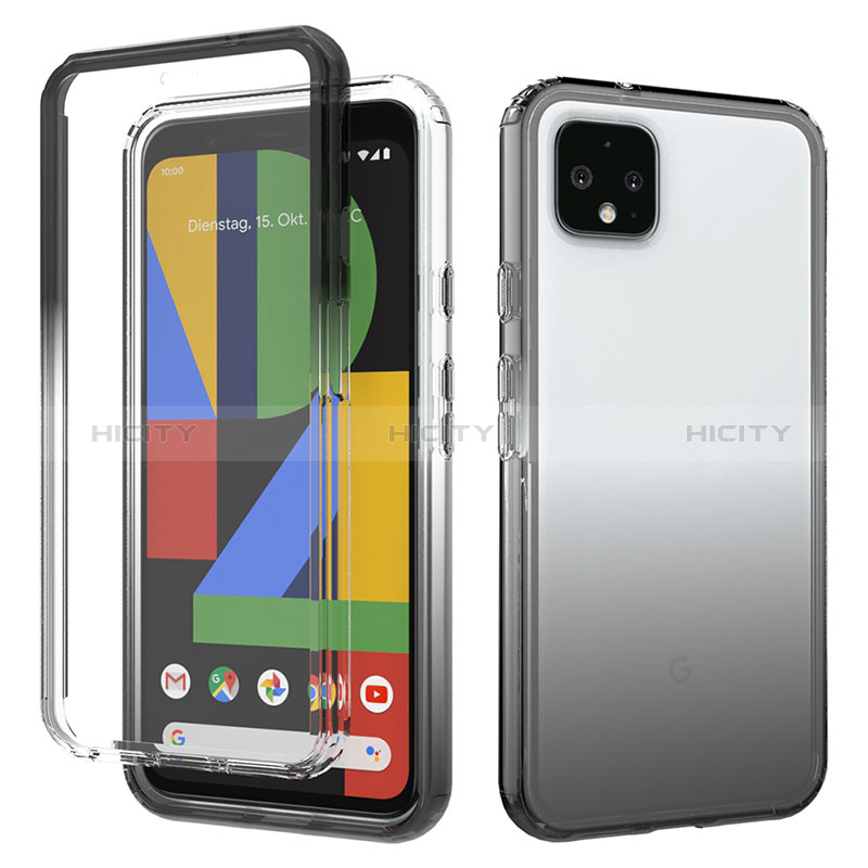 Funda Silicona Carcasa Ultrafina Transparente Goma Frontal y Trasera 360 Grados Gradiente para Google Pixel 4 XL Gris Oscuro