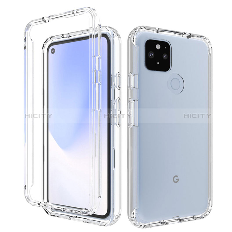 Funda Silicona Carcasa Ultrafina Transparente Goma Frontal y Trasera 360 Grados Gradiente para Google Pixel 5 XL 5G Claro