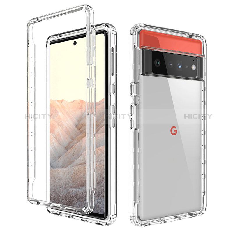 Funda Silicona Carcasa Ultrafina Transparente Goma Frontal y Trasera 360 Grados Gradiente para Google Pixel 6 Pro 5G Claro