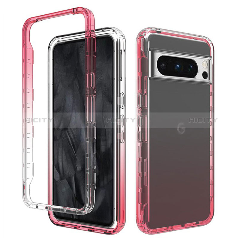 Funda Silicona Carcasa Ultrafina Transparente Goma Frontal y Trasera 360 Grados Gradiente para Google Pixel 8 Pro 5G Rojo