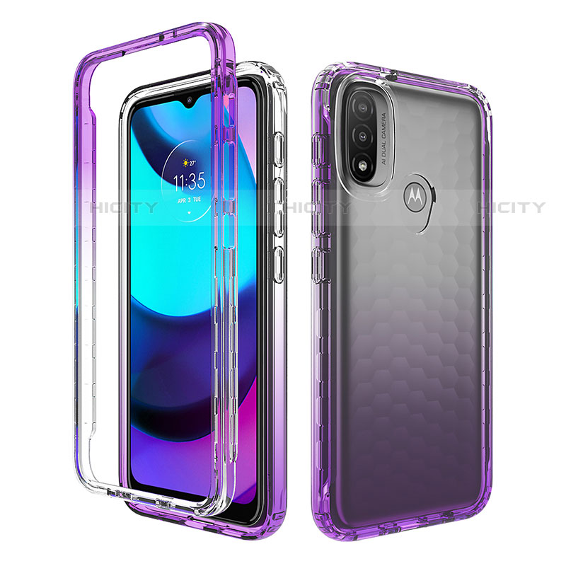 Funda Silicona Carcasa Ultrafina Transparente Goma Frontal y Trasera 360 Grados Gradiente para Motorola Moto E40 Morado