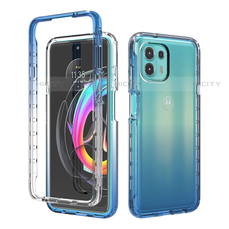 Funda Silicona Carcasa Ultrafina Transparente Goma Frontal y Trasera 360 Grados Gradiente para Motorola Moto Edge 20 Lite 5G Azul