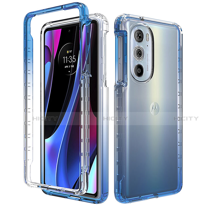 Funda Silicona Carcasa Ultrafina Transparente Goma Frontal y Trasera 360 Grados Gradiente para Motorola Moto Edge 30 Pro 5G Azul