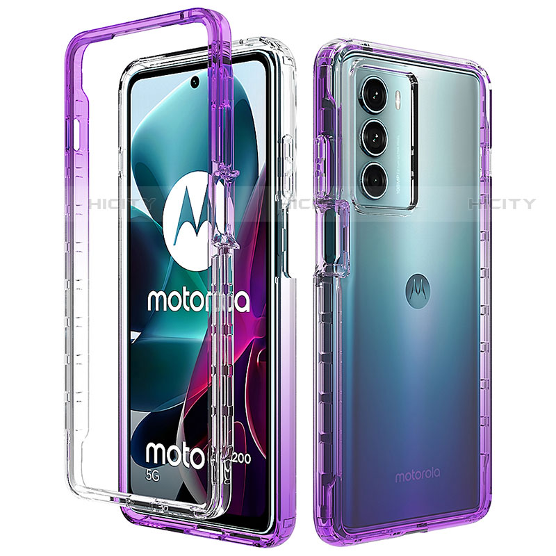 Funda Silicona Carcasa Ultrafina Transparente Goma Frontal y Trasera 360 Grados Gradiente para Motorola Moto Edge S30 5G Morado