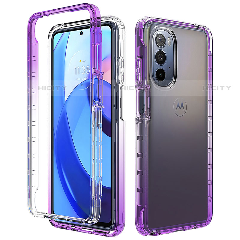 Funda Silicona Carcasa Ultrafina Transparente Goma Frontal y Trasera 360 Grados Gradiente para Motorola Moto G Stylus (2022) 5G Morado