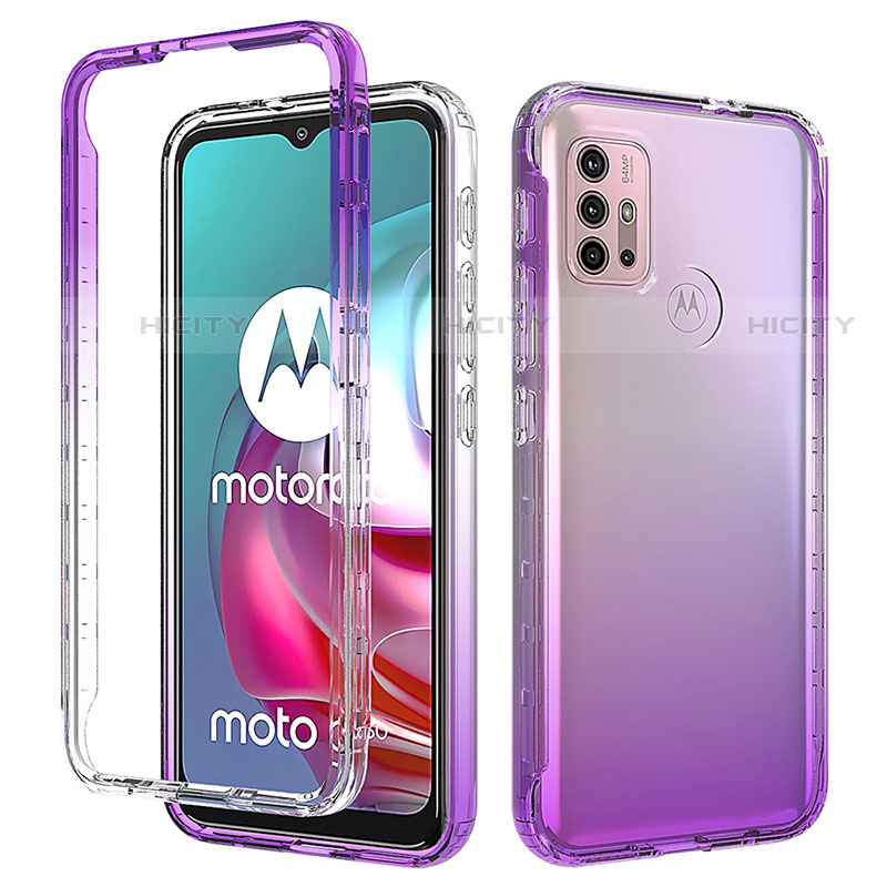 Funda Silicona Carcasa Ultrafina Transparente Goma Frontal y Trasera 360 Grados Gradiente para Motorola Moto G10