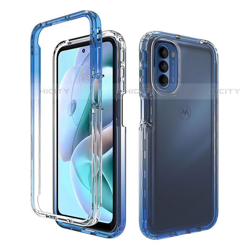 Funda Silicona Carcasa Ultrafina Transparente Goma Frontal y Trasera 360 Grados Gradiente para Motorola Moto G31 Azul