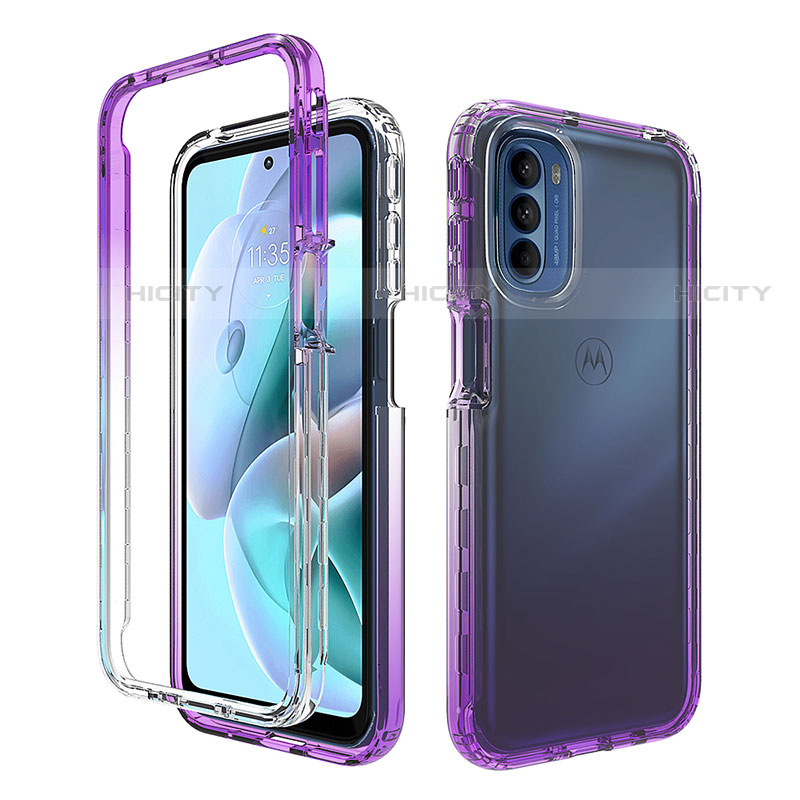 Funda Silicona Carcasa Ultrafina Transparente Goma Frontal y Trasera 360 Grados Gradiente para Motorola Moto G41 Morado