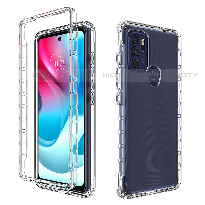 Funda Silicona Carcasa Ultrafina Transparente Goma Frontal y Trasera 360 Grados Gradiente para Motorola Moto G60s Claro