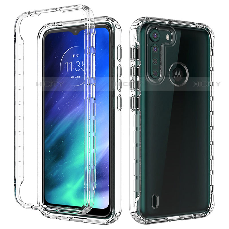 Funda Silicona Carcasa Ultrafina Transparente Goma Frontal y Trasera 360 Grados Gradiente para Motorola Moto One Fusion Claro