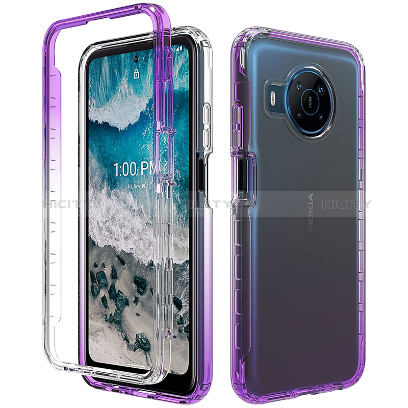 Funda Silicona Carcasa Ultrafina Transparente Goma Frontal y Trasera 360 Grados Gradiente para Nokia X100 5G Morado