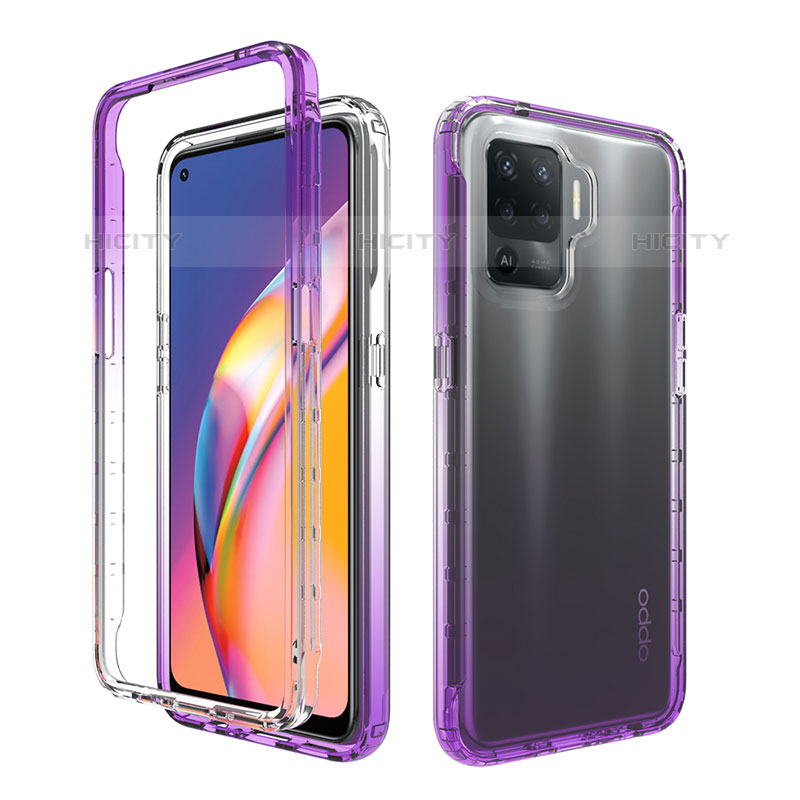 Funda Silicona Carcasa Ultrafina Transparente Goma Frontal y Trasera 360 Grados Gradiente para Oppo Reno5 F