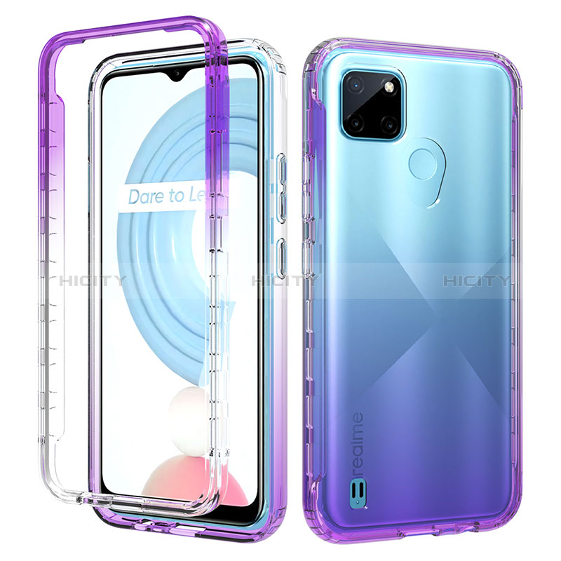 Funda Silicona Carcasa Ultrafina Transparente Goma Frontal y Trasera 360 Grados Gradiente para Realme C25Y Morado