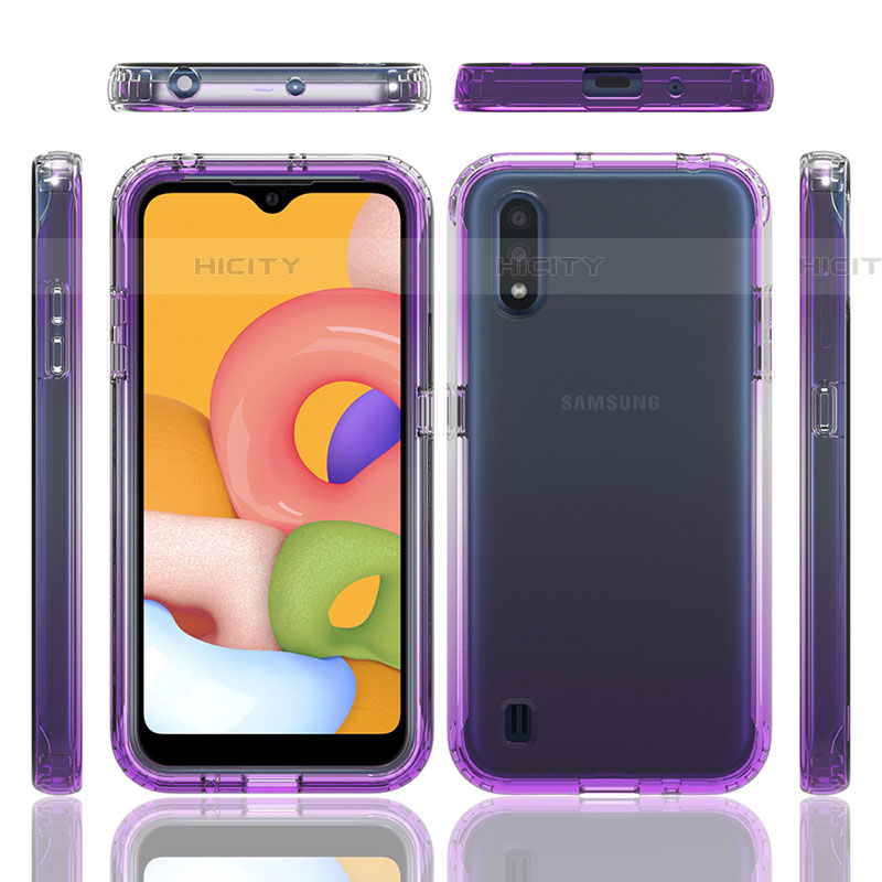 Funda Silicona Carcasa Ultrafina Transparente Goma Frontal y Trasera 360 Grados Gradiente para Samsung Galaxy A01 SM-A015