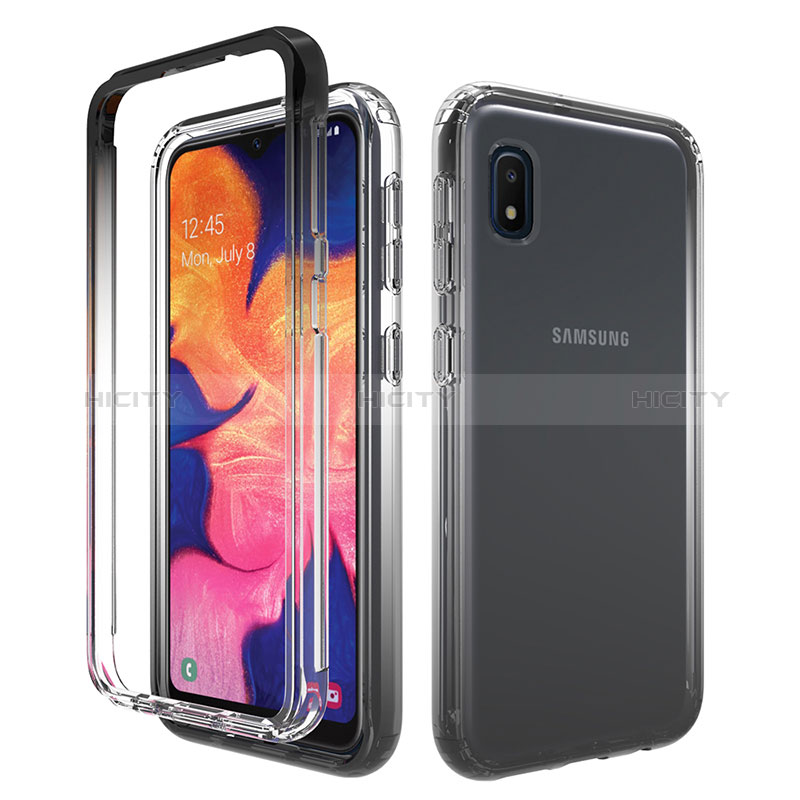 Funda Silicona Carcasa Ultrafina Transparente Goma Frontal y Trasera 360 Grados Gradiente para Samsung Galaxy A10e Gris Oscuro