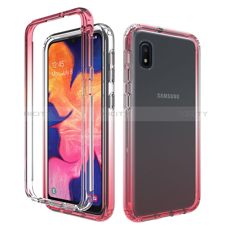 Funda Silicona Carcasa Ultrafina Transparente Goma Frontal y Trasera 360 Grados Gradiente para Samsung Galaxy A10e Rojo