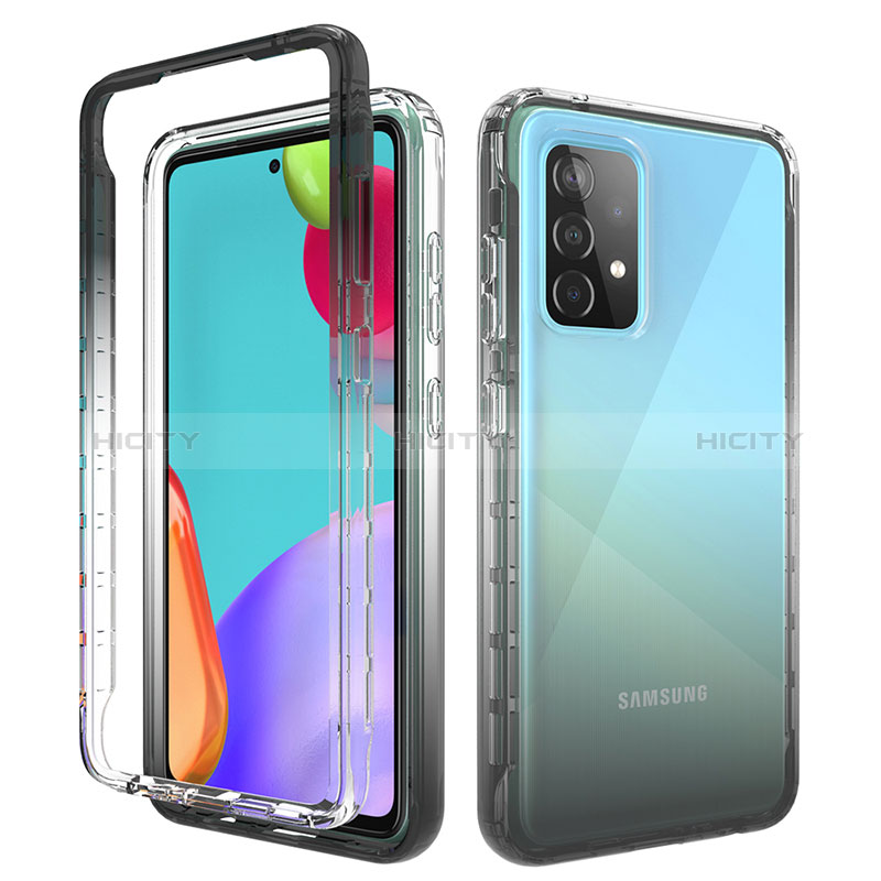 Funda Silicona Carcasa Ultrafina Transparente Goma Frontal y Trasera 360 Grados Gradiente para Samsung Galaxy A52s 5G Gris Oscuro