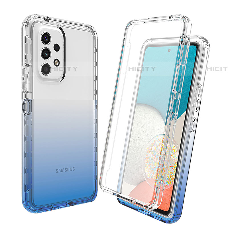 Funda Silicona Carcasa Ultrafina Transparente Goma Frontal y Trasera 360 Grados Gradiente para Samsung Galaxy A53 5G Azul