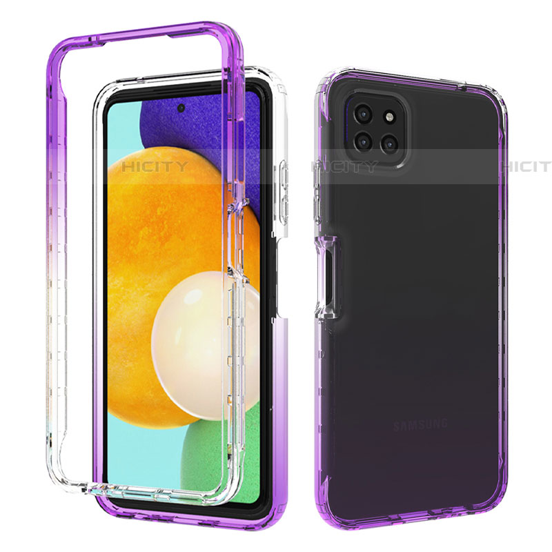 Funda Silicona Carcasa Ultrafina Transparente Goma Frontal y Trasera 360 Grados Gradiente para Samsung Galaxy F42 5G Morado