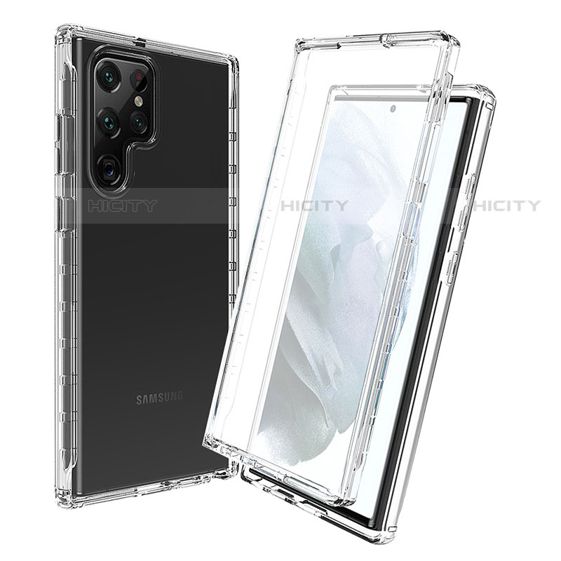 Funda Silicona Carcasa Ultrafina Transparente Goma Frontal y Trasera 360 Grados Gradiente para Samsung Galaxy S22 Ultra 5G Claro