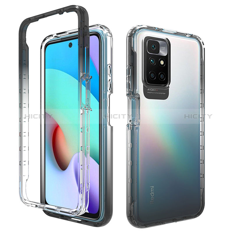 Funda Silicona Carcasa Ultrafina Transparente Goma Frontal y Trasera 360 Grados Gradiente para Xiaomi Redmi 10 (2022) Gris Oscuro