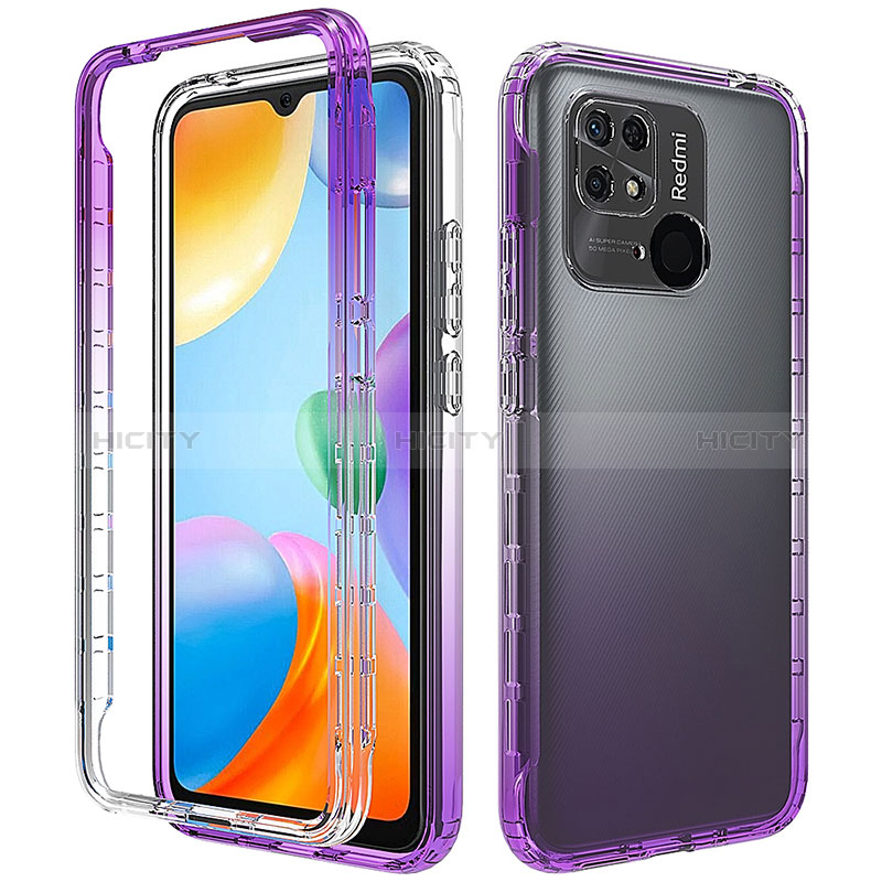 Funda Silicona Carcasa Ultrafina Transparente Goma Frontal y Trasera 360 Grados Gradiente para Xiaomi Redmi 10 India Morado