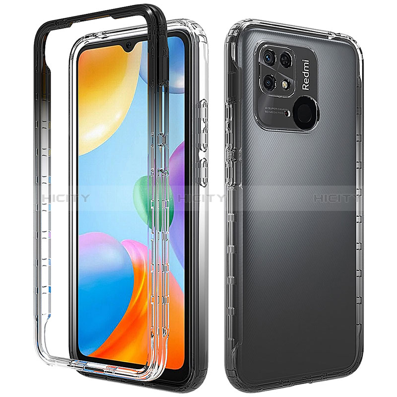 Funda Silicona Carcasa Ultrafina Transparente Goma Frontal y Trasera 360 Grados Gradiente para Xiaomi Redmi 10C 4G Gris Oscuro