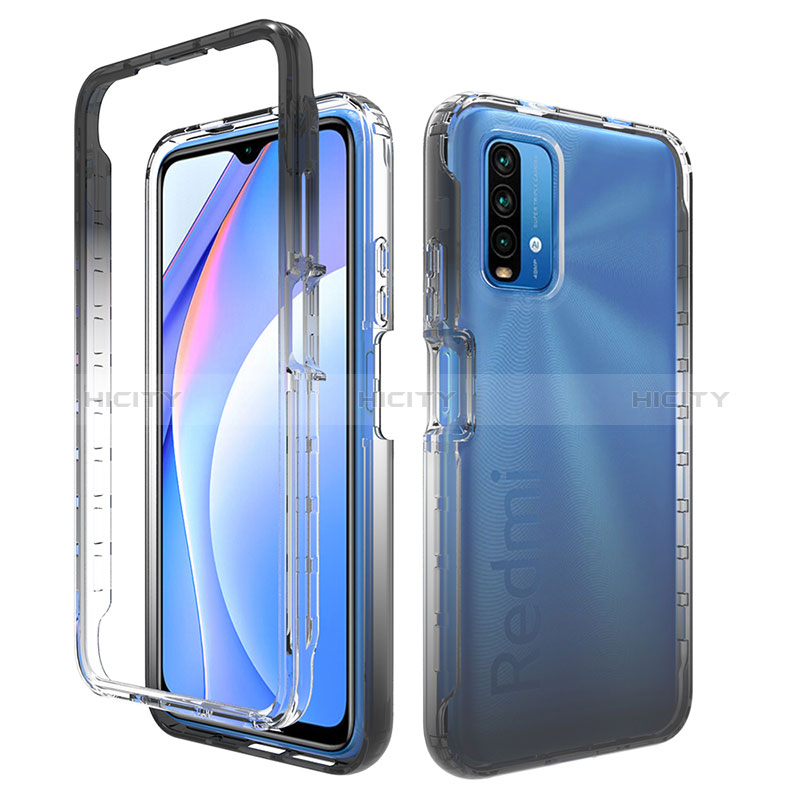 Funda Silicona Carcasa Ultrafina Transparente Goma Frontal y Trasera 360 Grados Gradiente para Xiaomi Redmi 9 Power Gris Oscuro