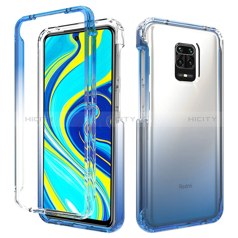 Funda Silicona Carcasa Ultrafina Transparente Goma Frontal y Trasera 360 Grados Gradiente para Xiaomi Redmi Note 9 Pro Azul