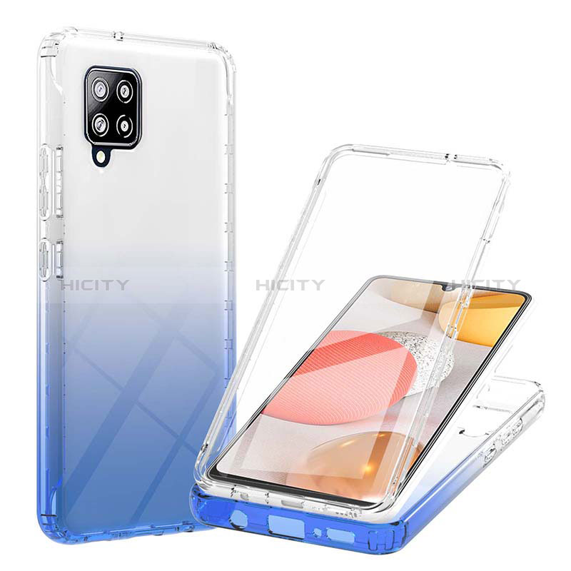 Funda Silicona Carcasa Ultrafina Transparente Goma Frontal y Trasera 360 Grados Gradiente YB1 para Samsung Galaxy A42 5G Azul