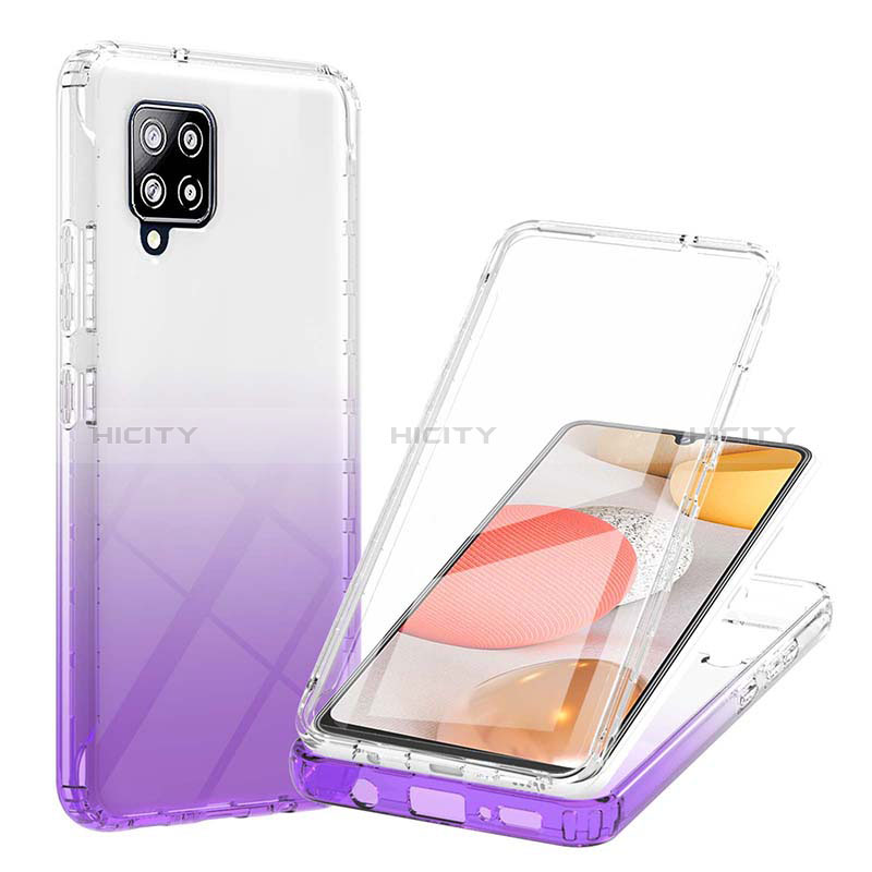 Funda Silicona Carcasa Ultrafina Transparente Goma Frontal y Trasera 360 Grados Gradiente YB1 para Samsung Galaxy A42 5G Morado