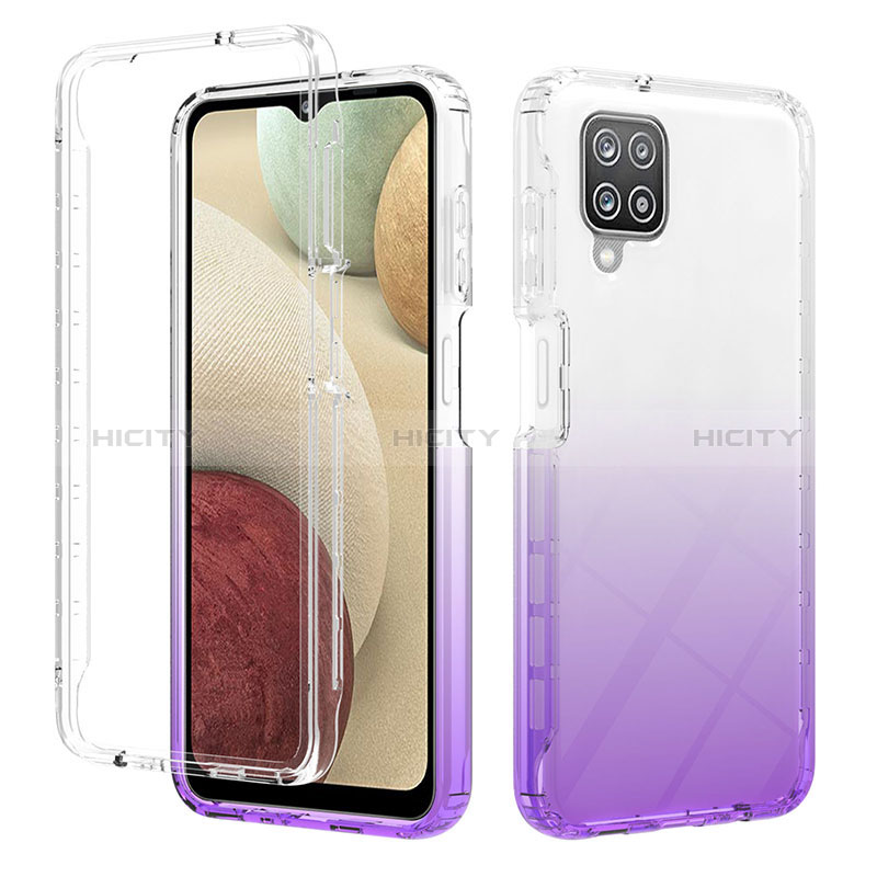 Funda Silicona Carcasa Ultrafina Transparente Goma Frontal y Trasera 360 Grados Gradiente YB2 para Samsung Galaxy A12 Morado