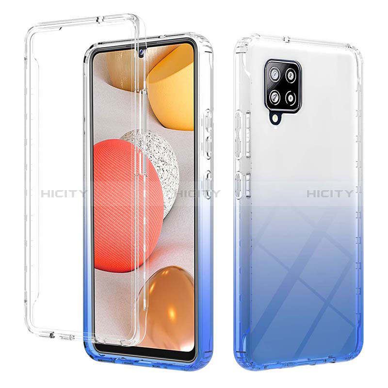 Funda Silicona Carcasa Ultrafina Transparente Goma Frontal y Trasera 360 Grados Gradiente YB2 para Samsung Galaxy A42 5G Azul