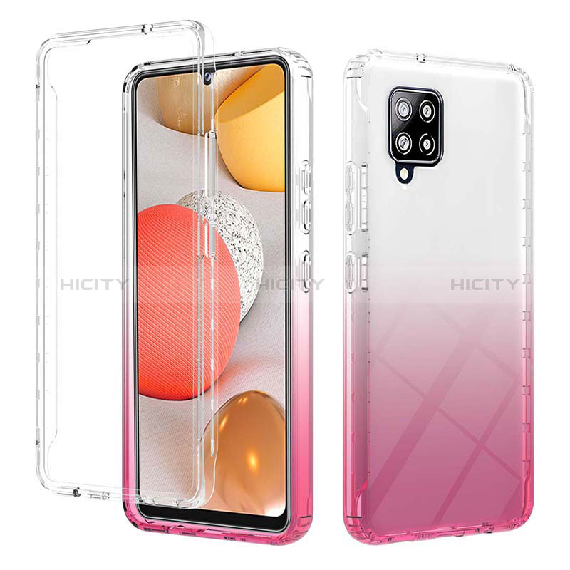 Funda Silicona Carcasa Ultrafina Transparente Goma Frontal y Trasera 360 Grados Gradiente YB2 para Samsung Galaxy A42 5G Rosa