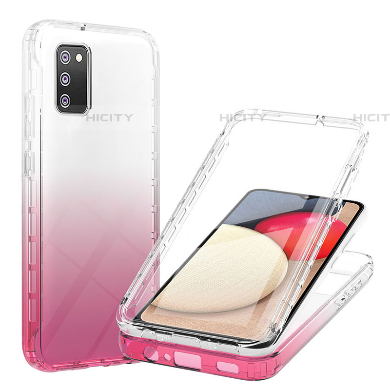 Funda Silicona Carcasa Ultrafina Transparente Goma Frontal y Trasera 360 Grados Gradiente ZJ1 para Samsung Galaxy A03s Rosa