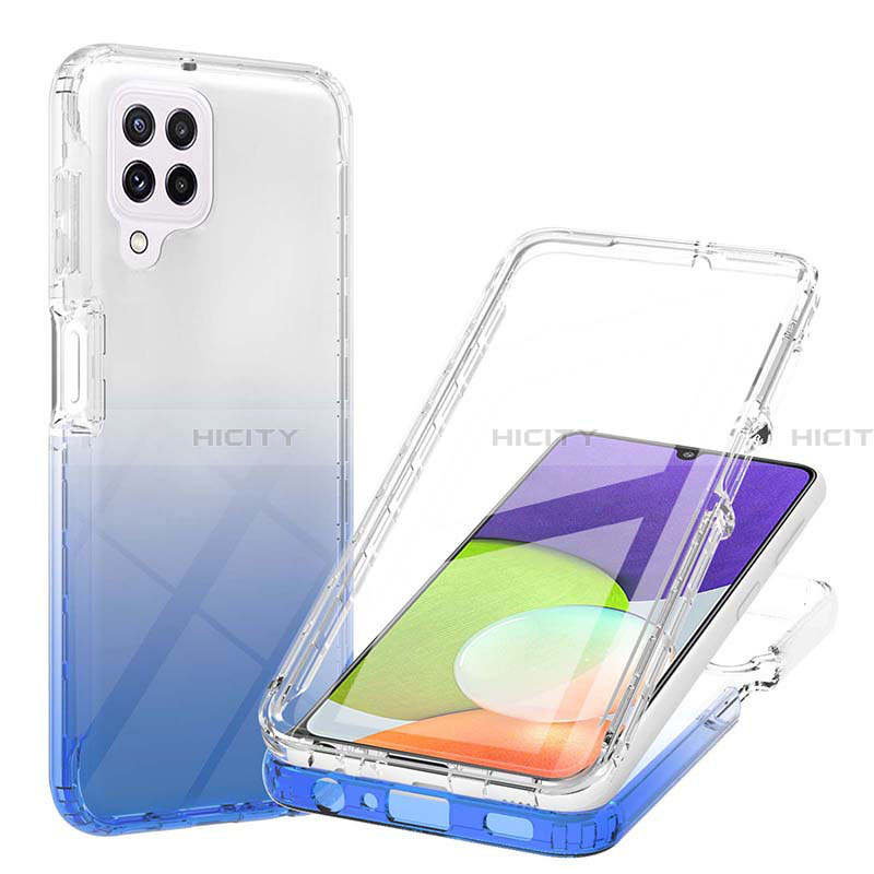 Funda Silicona Carcasa Ultrafina Transparente Goma Frontal y Trasera 360 Grados Gradiente ZJ1 para Samsung Galaxy A22 4G Azul