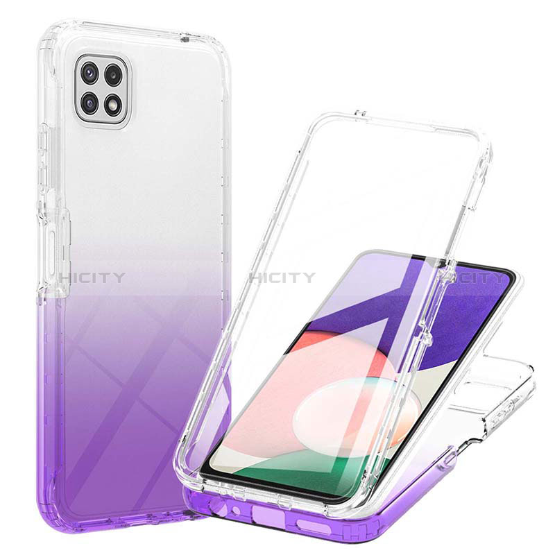 Funda Silicona Carcasa Ultrafina Transparente Goma Frontal y Trasera 360 Grados Gradiente ZJ1 para Samsung Galaxy A22s 5G Morado