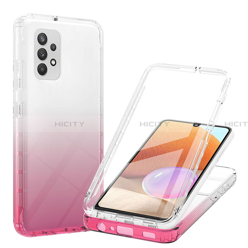 Funda Silicona Carcasa Ultrafina Transparente Goma Frontal y Trasera 360 Grados Gradiente ZJ1 para Samsung Galaxy A32 4G Rosa