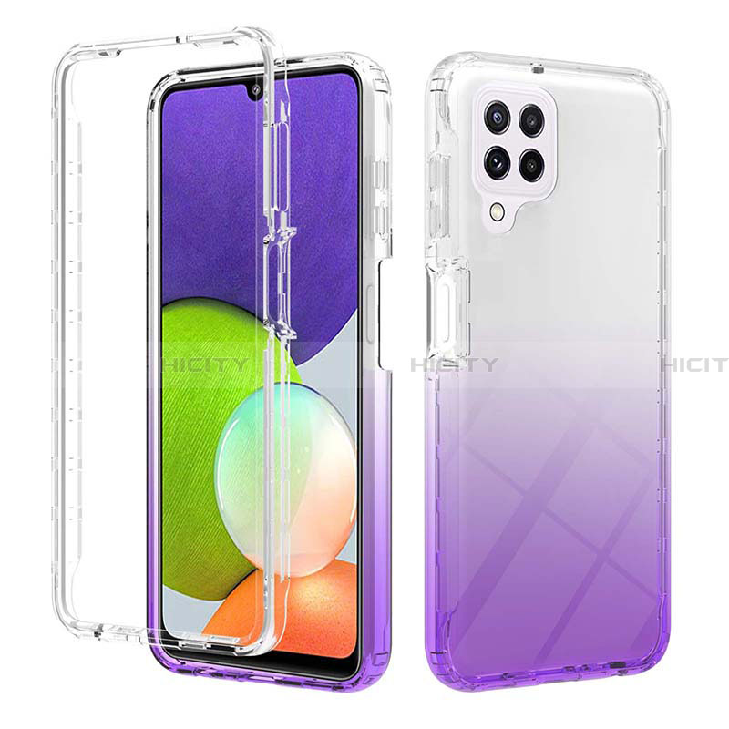 Funda Silicona Carcasa Ultrafina Transparente Goma Frontal y Trasera 360 Grados Gradiente ZJ2 para Samsung Galaxy A22 4G Morado