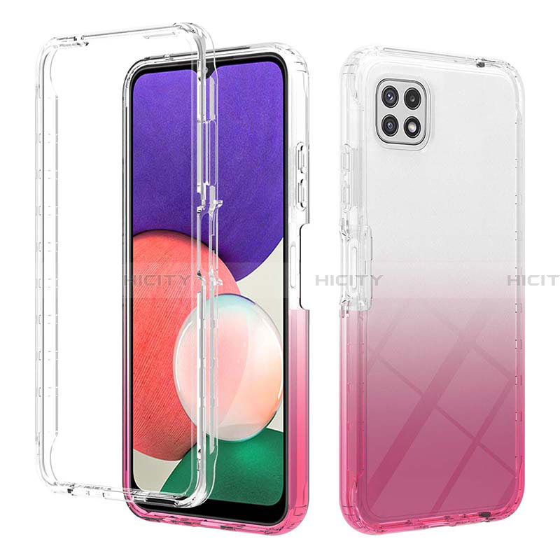 Funda Silicona Carcasa Ultrafina Transparente Goma Frontal y Trasera 360 Grados Gradiente ZJ2 para Samsung Galaxy A22 5G Rosa