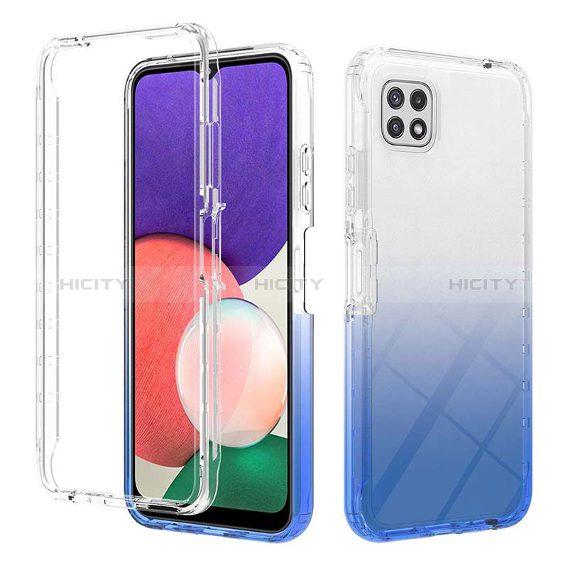 Funda Silicona Carcasa Ultrafina Transparente Goma Frontal y Trasera 360 Grados Gradiente ZJ2 para Samsung Galaxy A22s 5G Azul