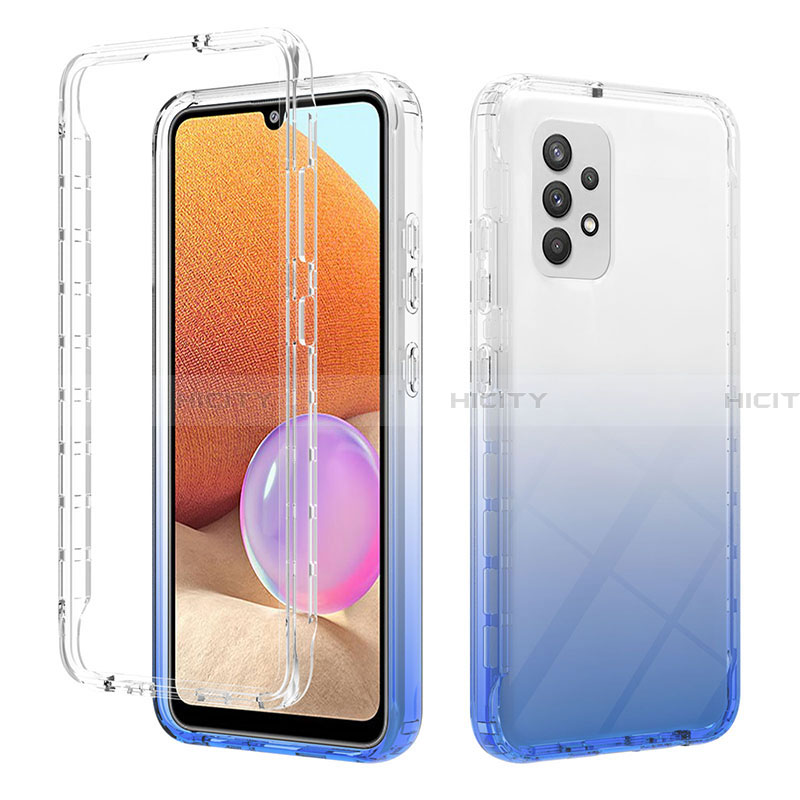 Funda Silicona Carcasa Ultrafina Transparente Goma Frontal y Trasera 360 Grados Gradiente ZJ2 para Samsung Galaxy A32 5G Azul