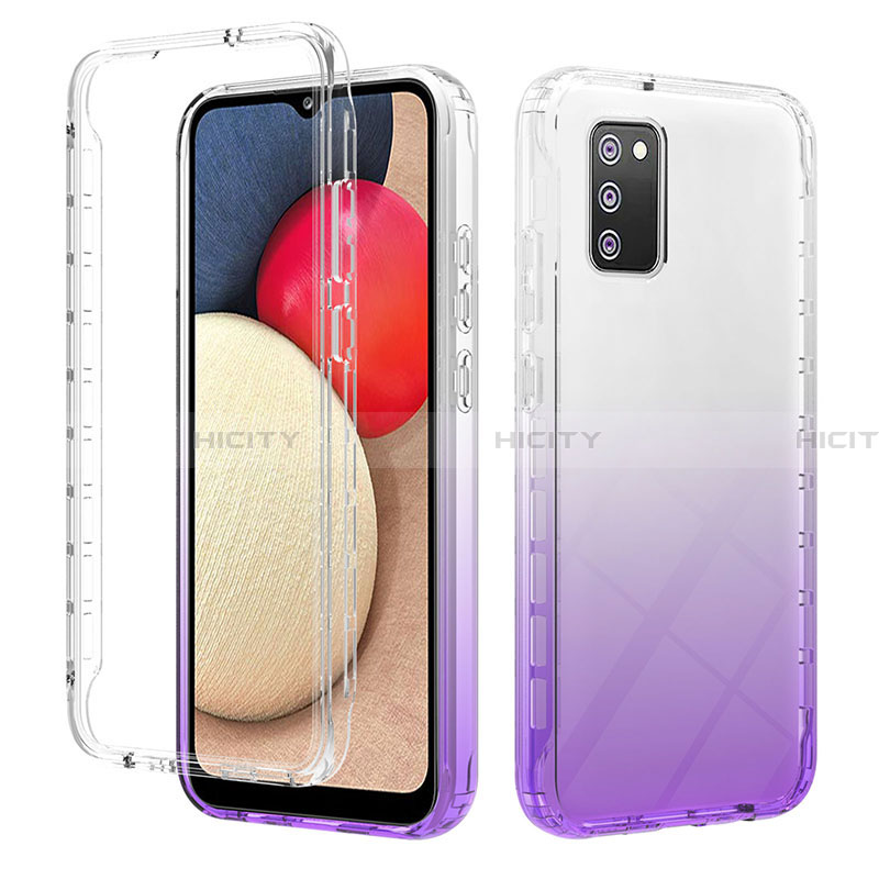 Funda Silicona Carcasa Ultrafina Transparente Goma Frontal y Trasera 360 Grados Gradiente ZJ2 para Samsung Galaxy F02S SM-E025F Morado